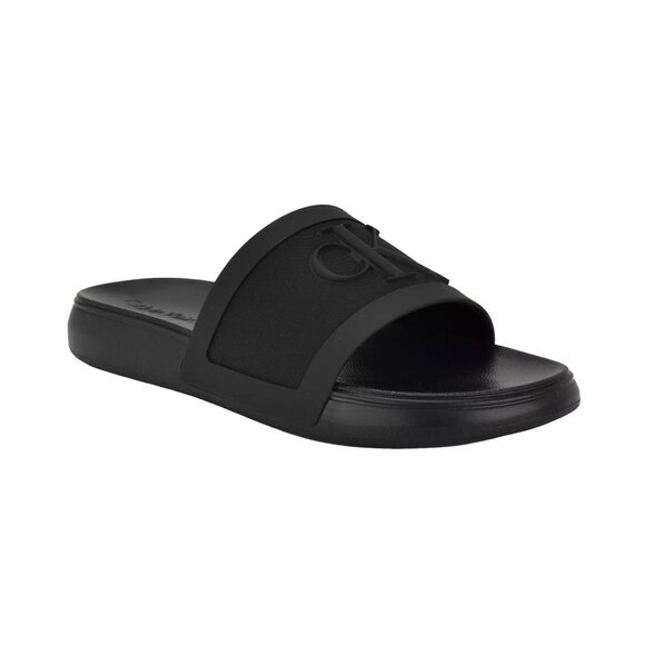 Calvin Klein Mens Wlinderz Casual Open Toe Slip On Slide Black Size 10M NIB - Picture 1 of 5